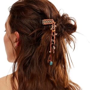 Free People x Ariana Ost Clay Crochet Braid Hair Clip & Rose Quartz Hair Pin NWT